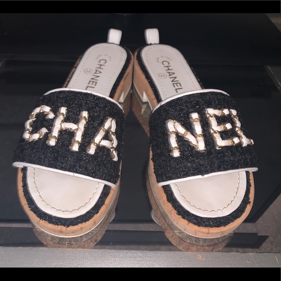 chanel tweed sandals